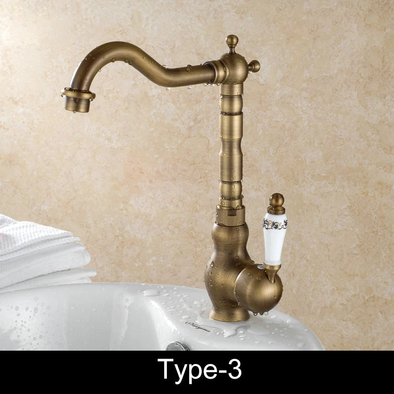 Bathroom Sink Faucet Antique Bronze Vessel Basin Faucet