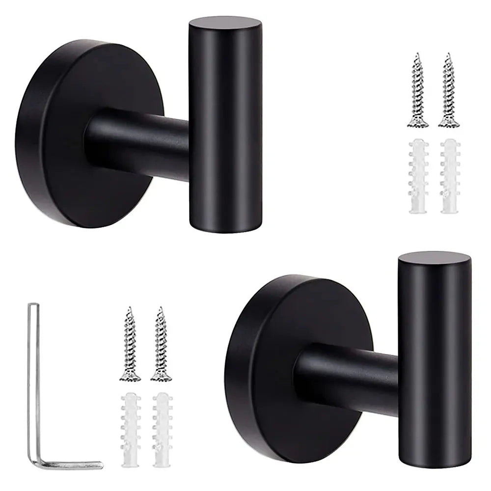 2pcs Polished Bathroom Towel Hooks Stainless Steel Coat