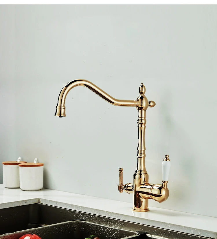 Antique Brass Faucets 360 Rotate Swivel Faucet Cold
