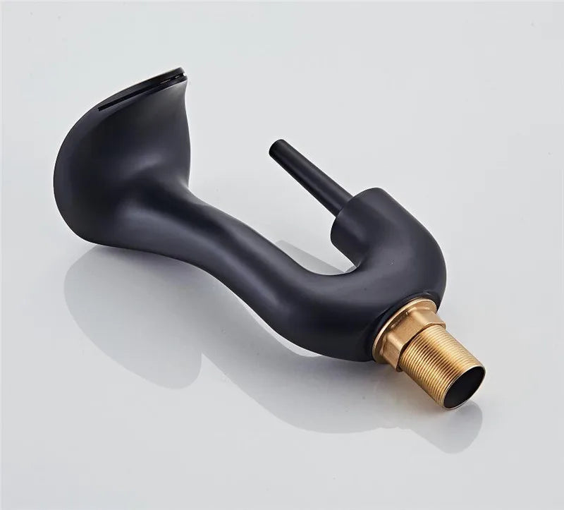 Tuqiu Black Bathroom Faucet Brass Gold Basin Faucet