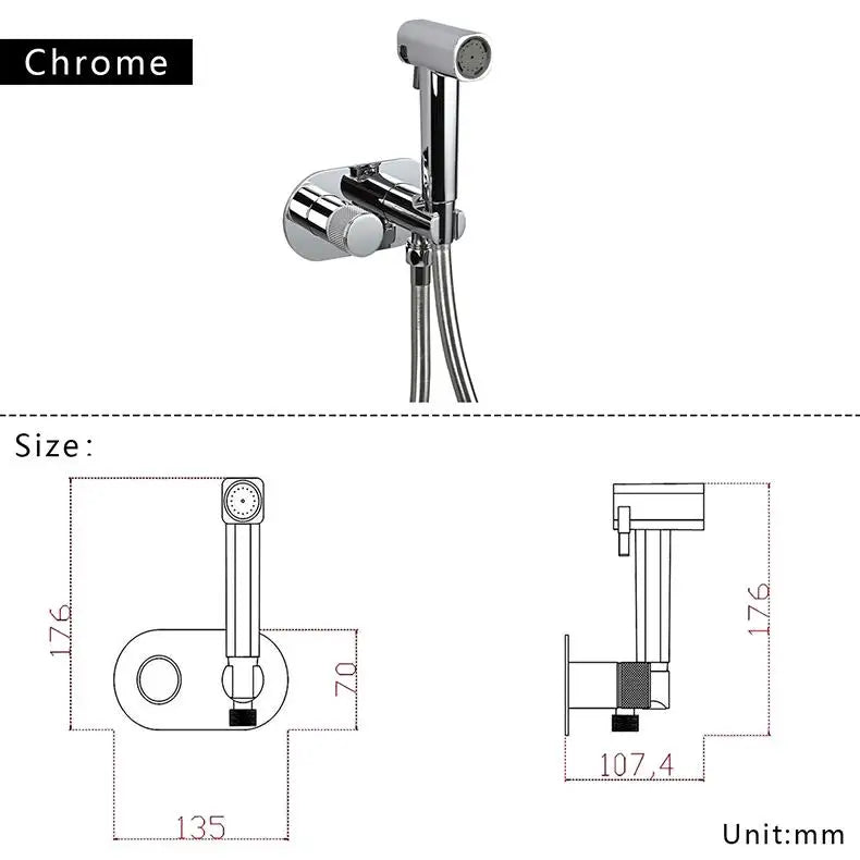 Brass Wall Mount Toilet Bidet Sprayer Faucet Cold