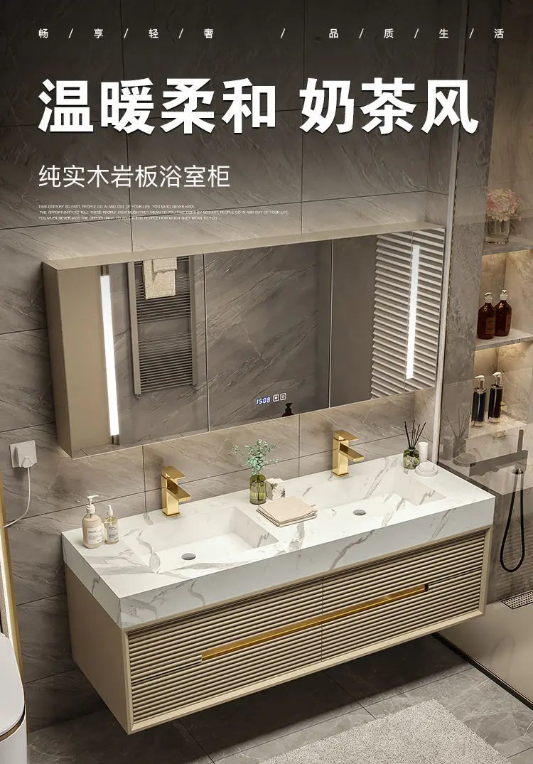 Light Luxury Bathroom Cabinet Rock Plate Washstand Modern