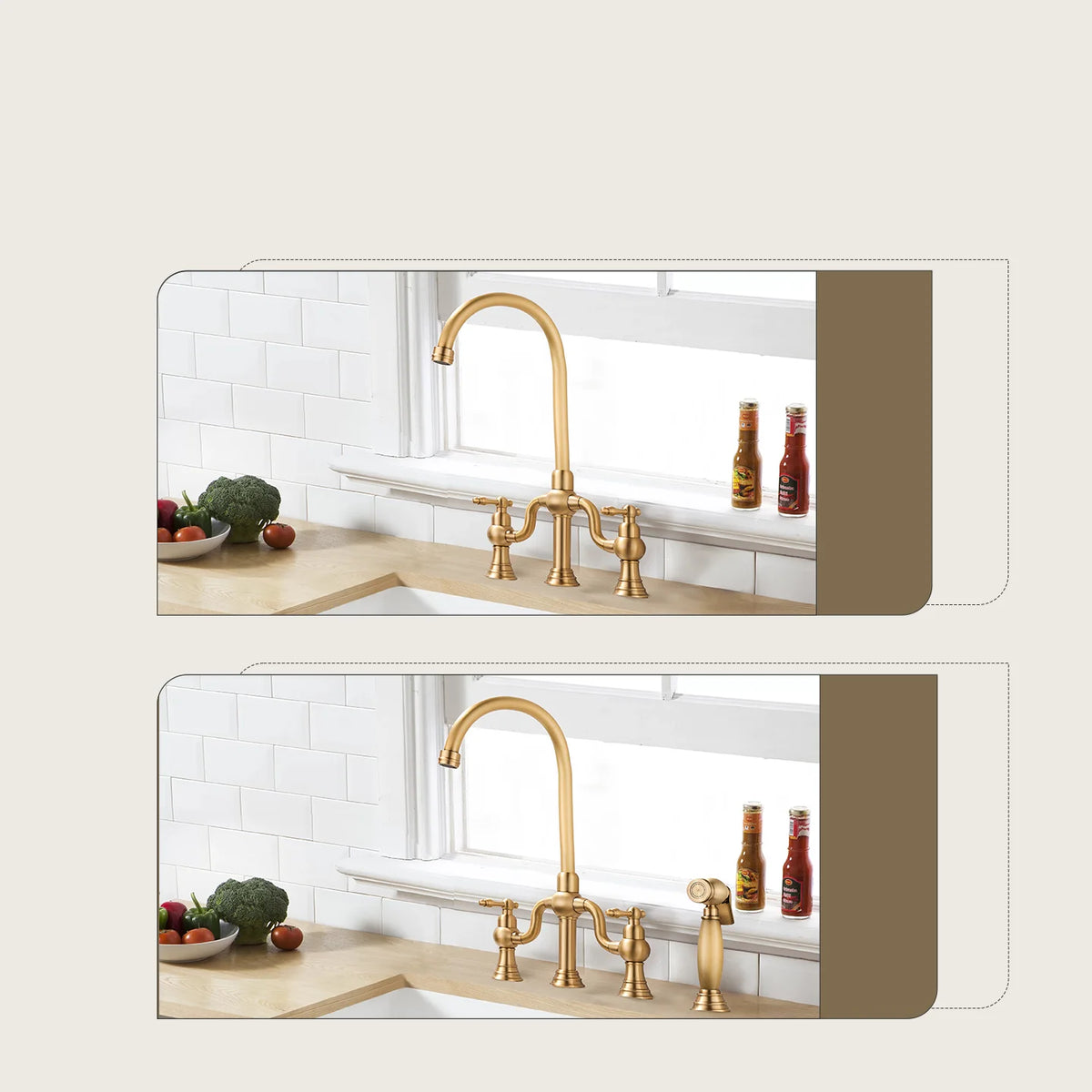 Vintage Bridge Antique Faucet Basin Solid Brass Double-Handle