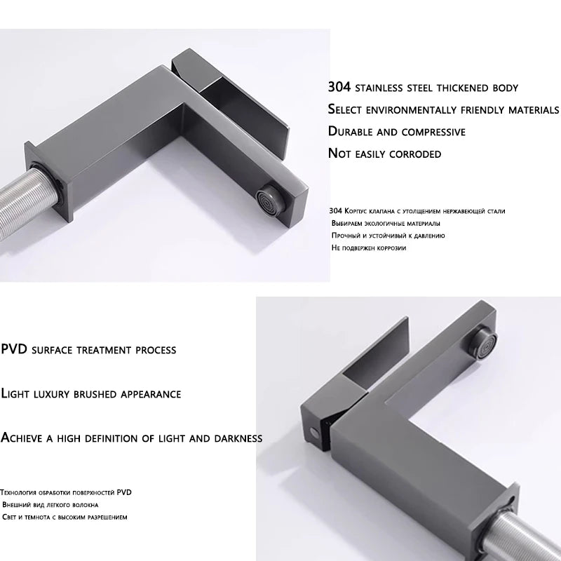 Grey Bathroom Faucet Cold Water Sink Mixer Tap