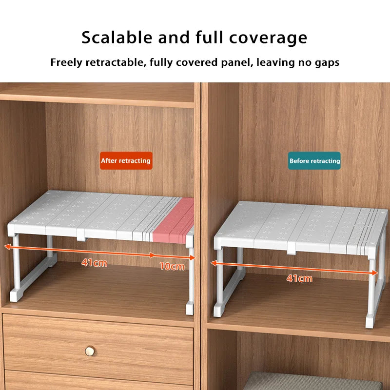 Wardrobe No-Punch Multi-Layer Retractable Adjustable Shelves