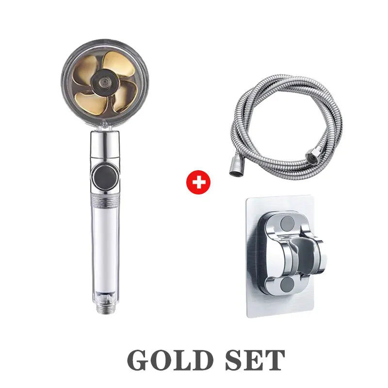 Powerful Pressurized Shower Fan Filter Showerhead One Touch