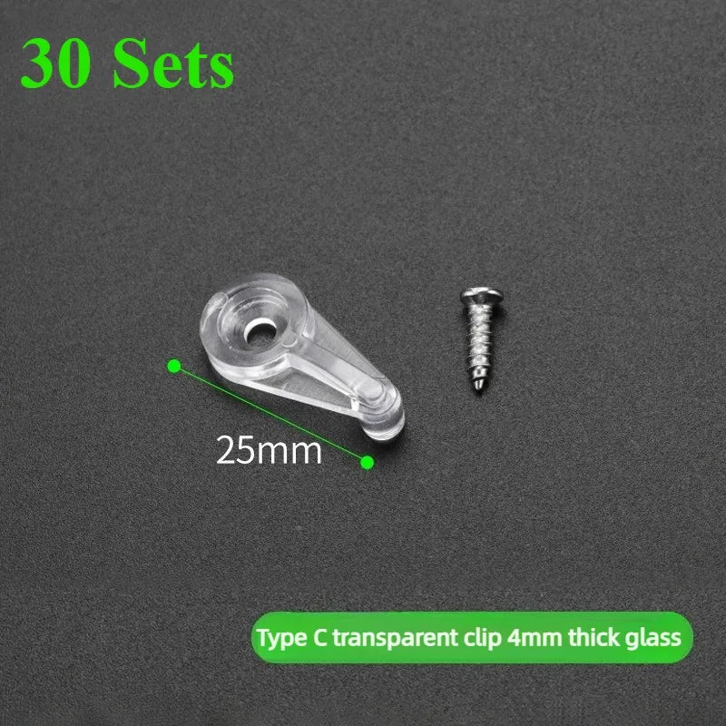 30 Sets Plastic Glass Retainer Clips Mirror Holder