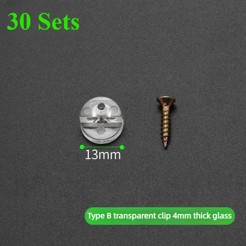 30 Sets Plastic Glass Retainer Clips Mirror Holder