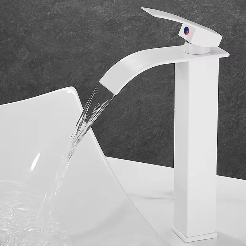 Pure White Waterfall Faucet Use Bathroom Basin Tap