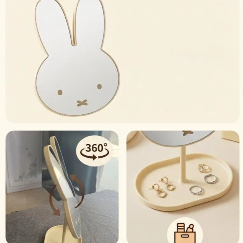 Kawaii Miffy Rabbit Shaped Makeup Mirror 360 Rotating