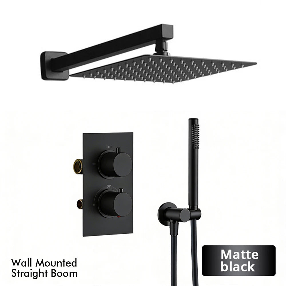 Bathroom Faucet Dial Way Brushed Gold Thermostat Shower