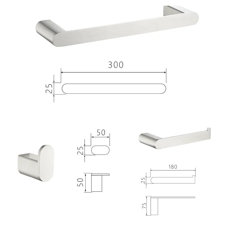 Bathroom Hardware Stainless Steel Bathroom Wall Mounted Towel