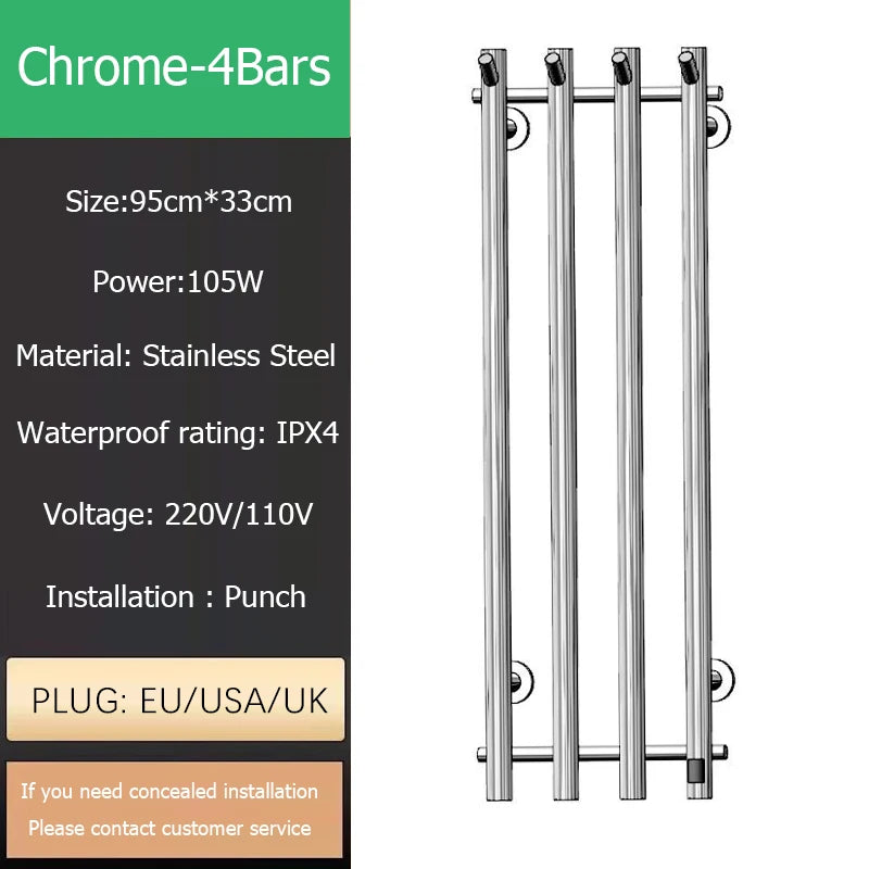 Oxg Electric Heated Towel Rack 3/4bars Towel Radiator