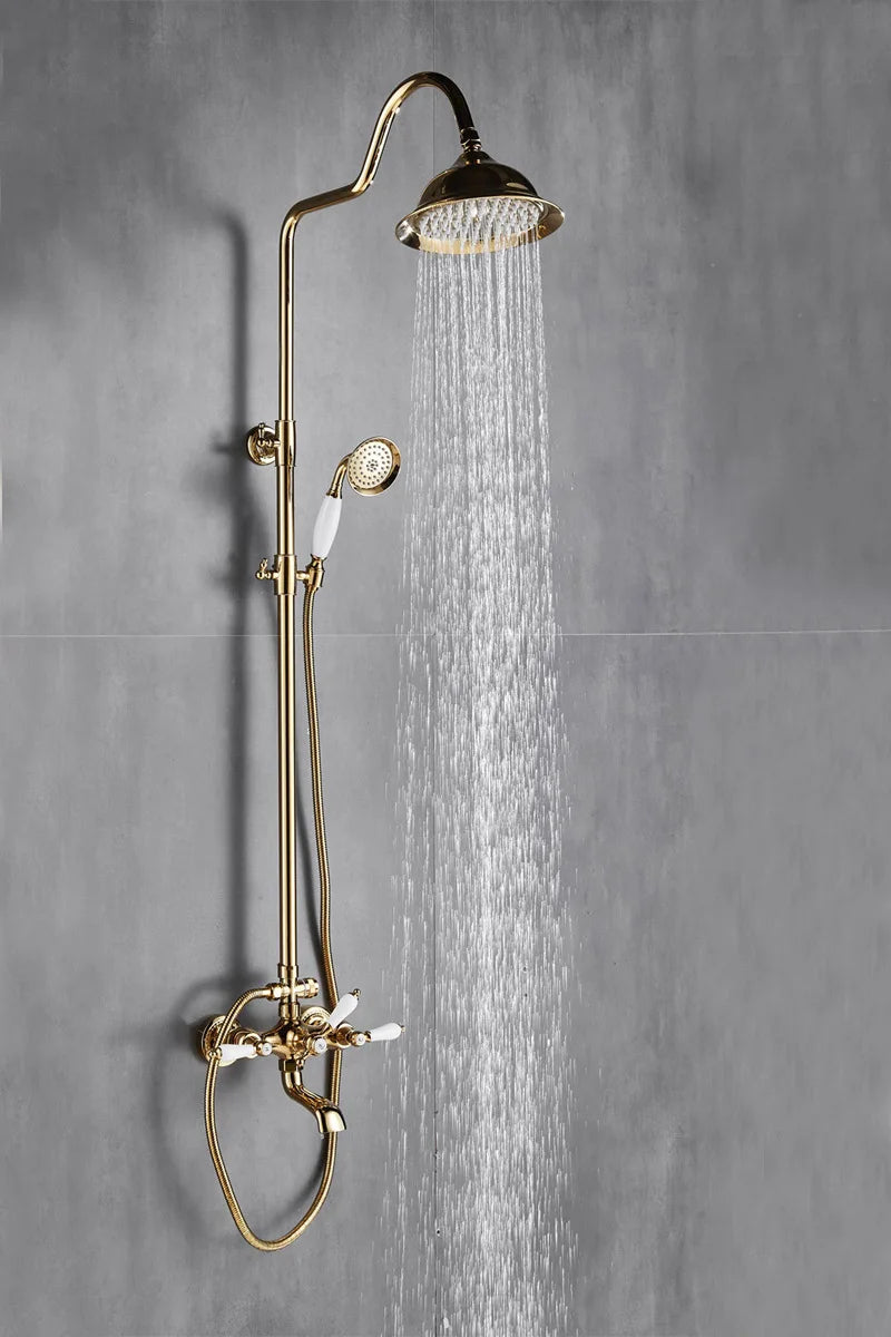 Bathroom Bathtub Faucet Wall Mounted Classical Style Brass