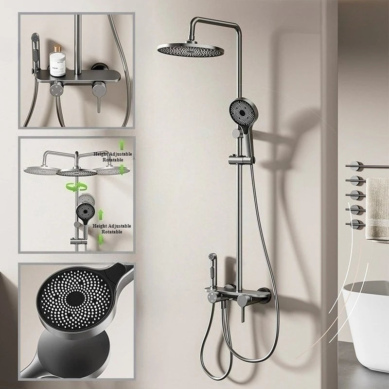 Four Ways Water Outlet Shower System Rainlfall Pressurized