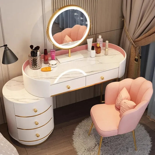 Pink White Vanity Table Women Luxury Nail European