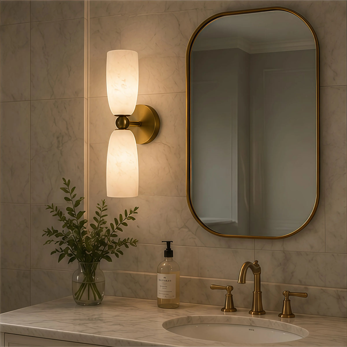 Brass Marble Wall Light Alabaster Wall Sconce Led