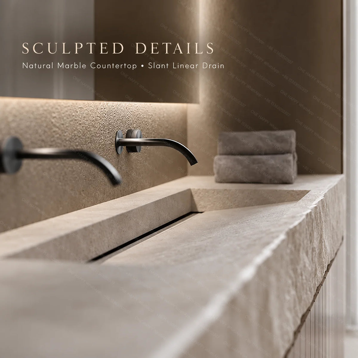 Any Size Custom Vintage Travertine Double Undermount Sink