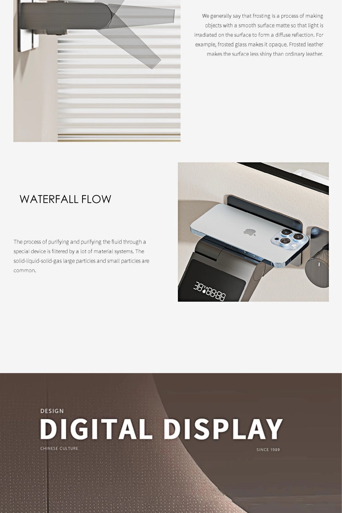 Intelligent Black Brass Bathroom Faucet Led Digital Display