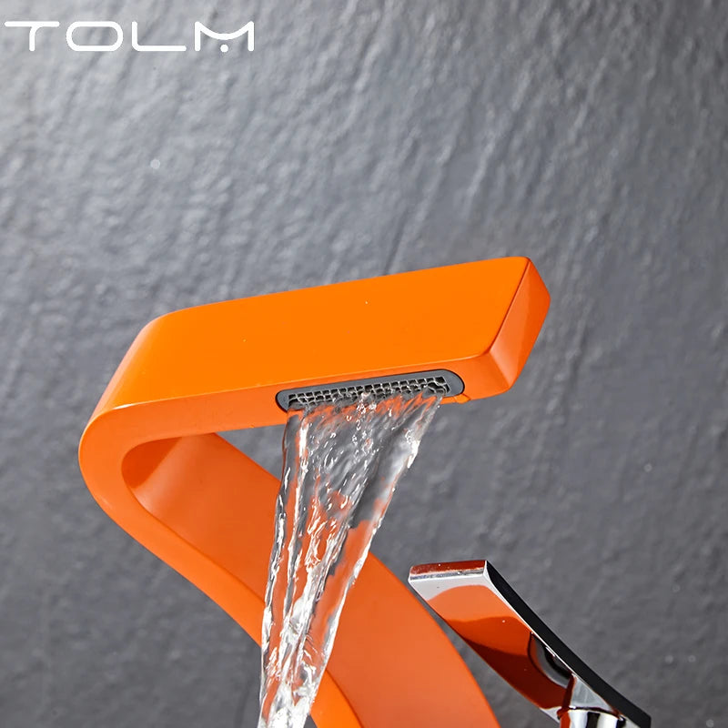 Tolm Basin Faucet Modern Bathroom Mixer Tap Orange
