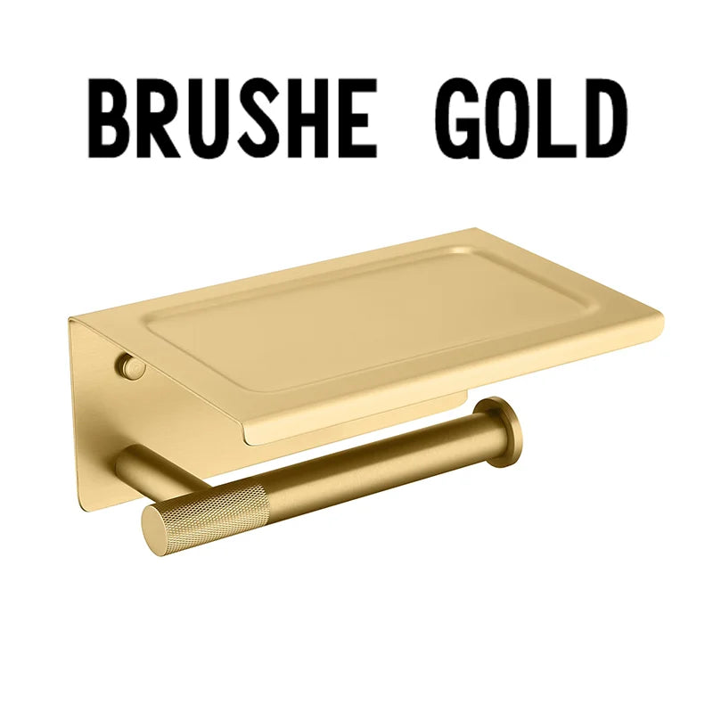 Bathroom Hardware Brushed Gold Knurled Brass Kit Towel