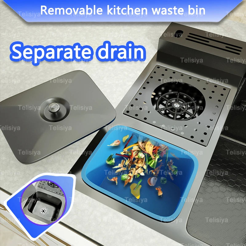 Stainless Steel Sink Trash Can Embossed Wash Basin