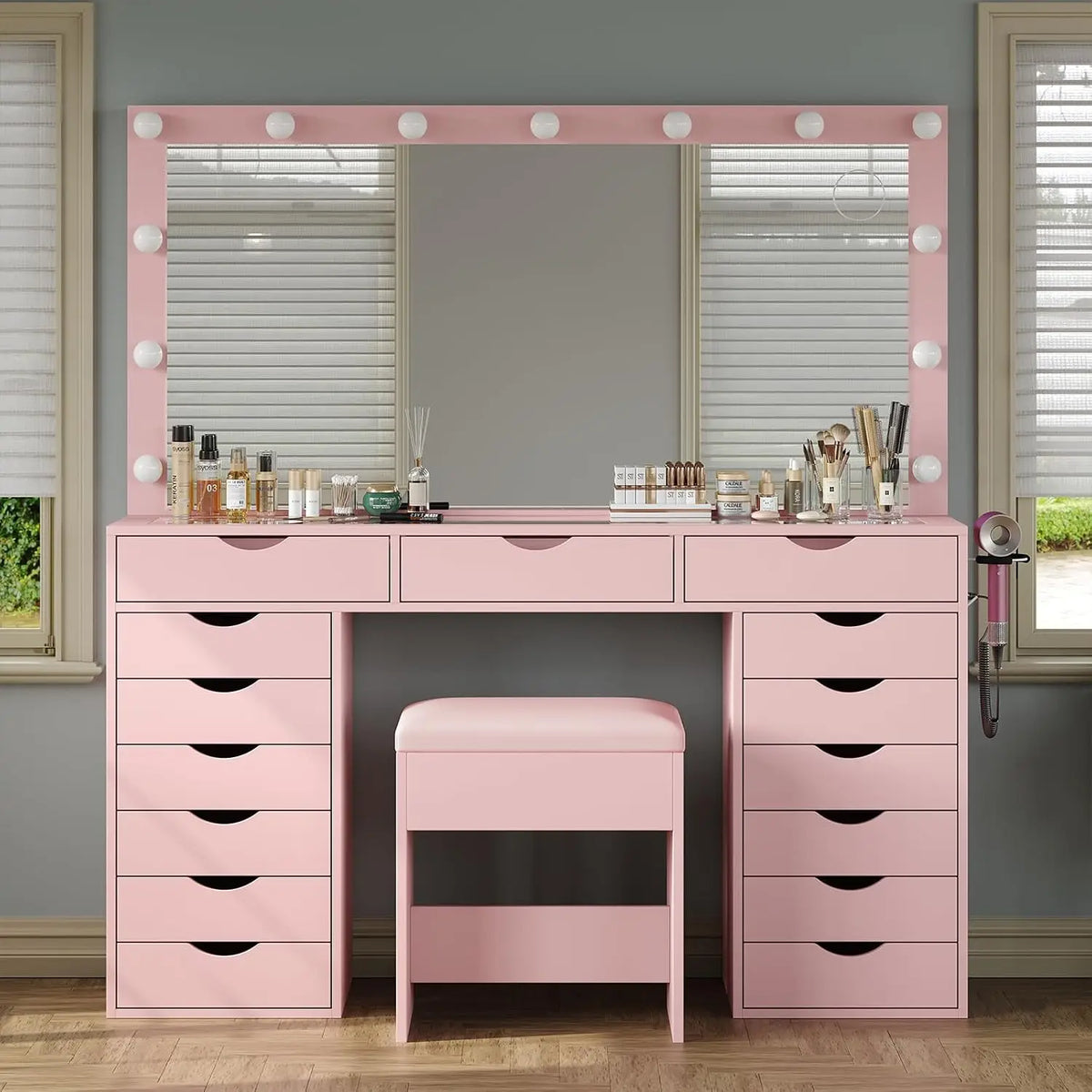 Yanosaku Vanity Desk Mirror Lights Makeup Table Charging