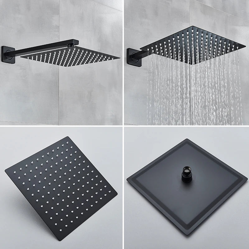 Black Shower Wall Mounted Shower Faucet Mixer 8/10/12/16