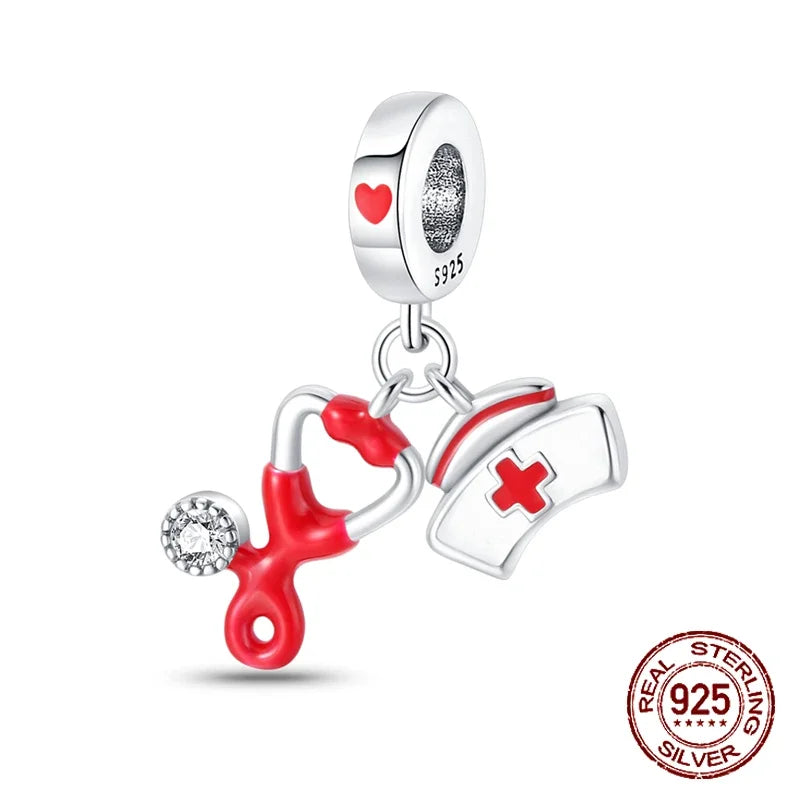 925 Sterling Silver Red Medicine Cabinet Pendant Charms