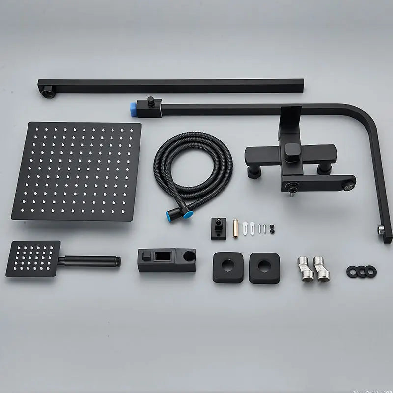Matte Black Shower Mixer Faucet Wall Mount Bahtroom