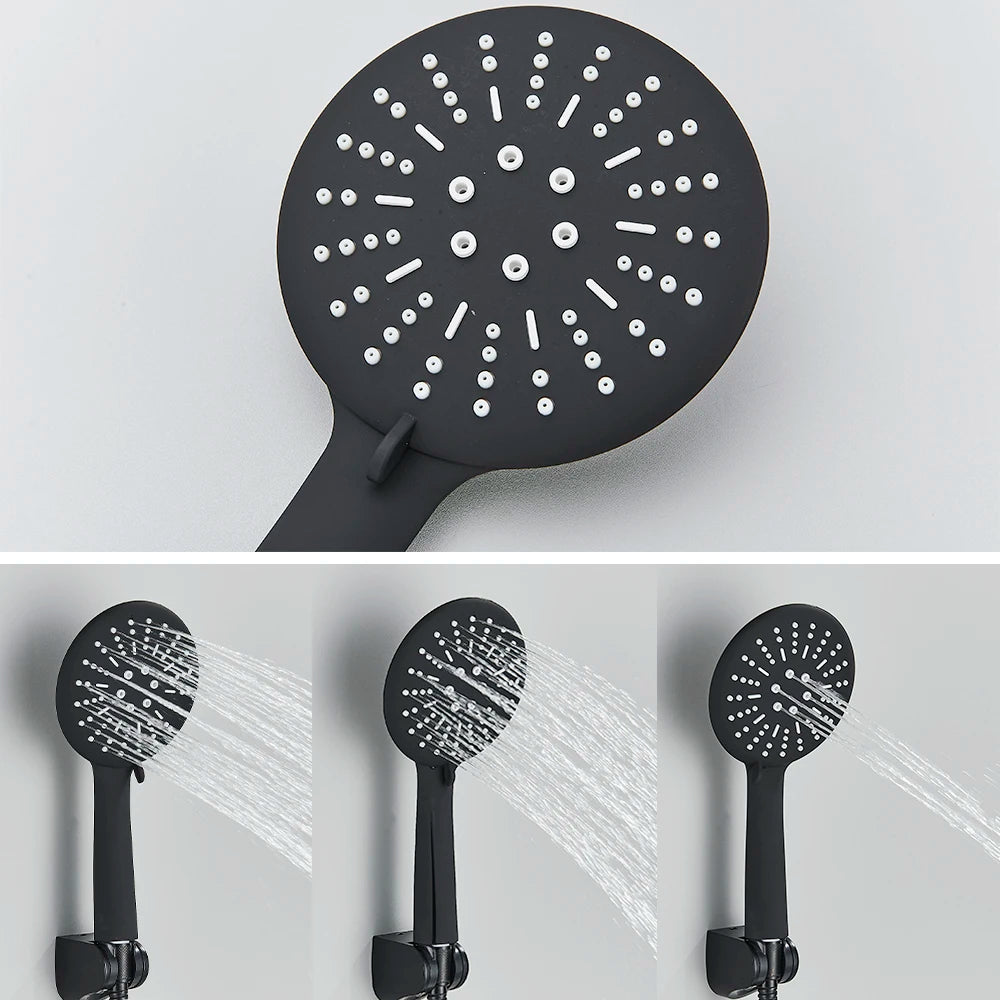 Black Thermostatic Bathroom Shower Faucet Dual Handle Bathtub