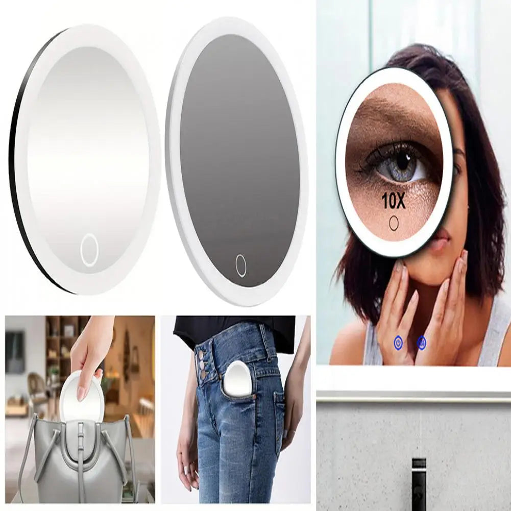 10cm 30x Magnifying Mirror Tweezers Travel Led Makeup