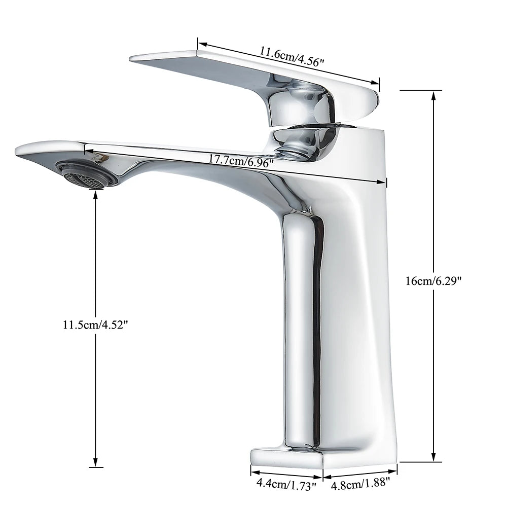 Brass Core Modern Bathroom Sink Faucet Handle Deck