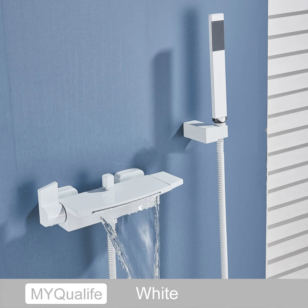 Myqualife Matte Black Bathroom Faucet Function Bathtub Facuet