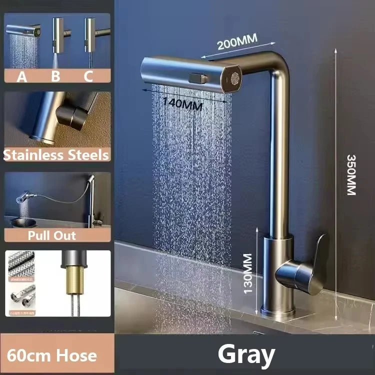 Pull-Out Flying Rain Waterfall Faucet Cold Faucet 304