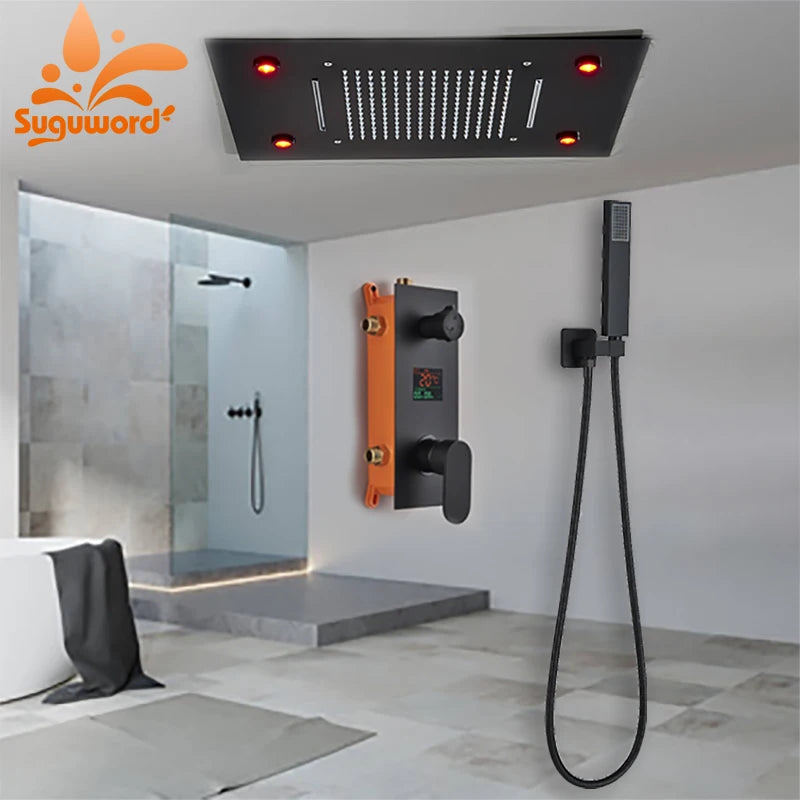 Black Led Digital Display Shower Faucet Remote Control