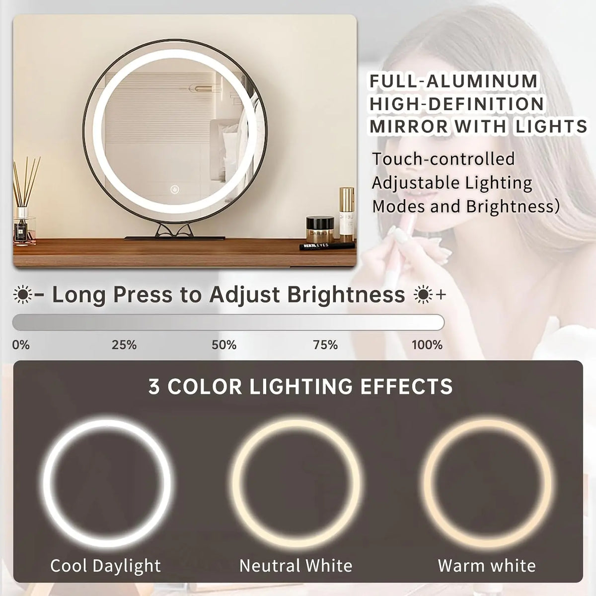 Makeup Vanity Desk Mirror Lights 50-90inch Extendable Mid