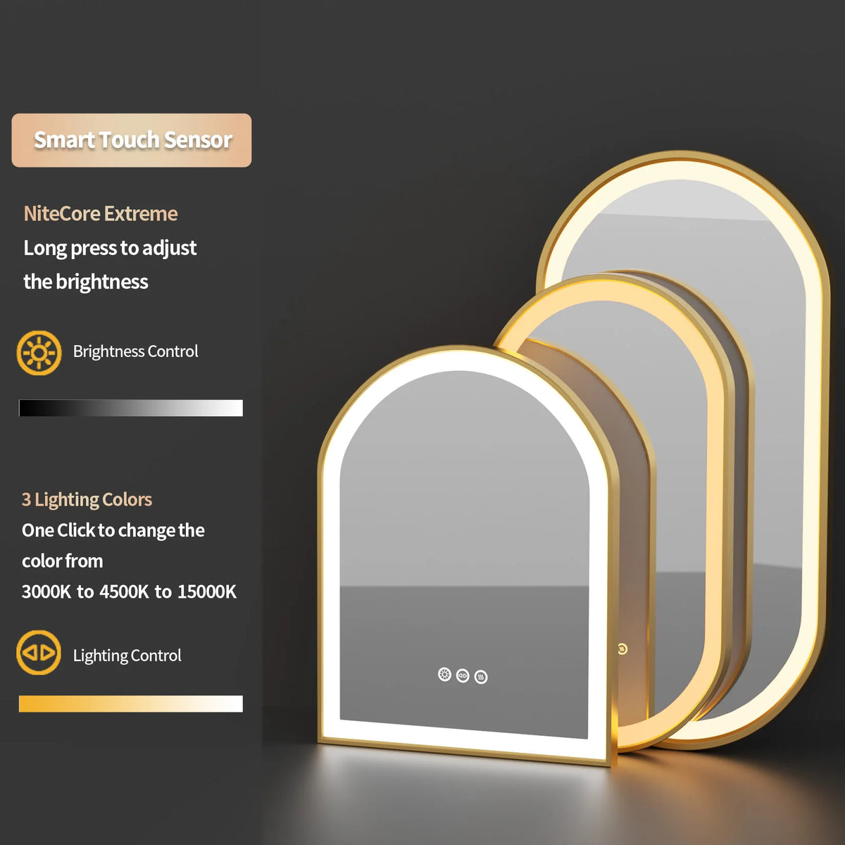Large Led Oval Bathroom Mirror Stepless Dimmable Lighted