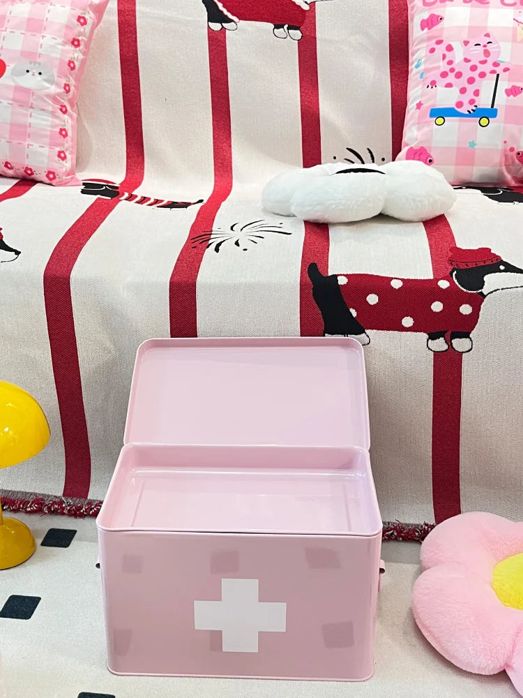 Pink Aesthetic Storage Organizer Box Multi-Layer Compartments