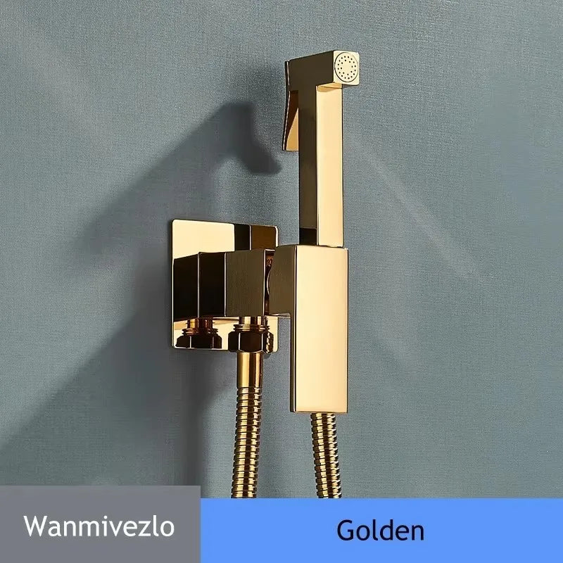 Zappo Gold Waterfall Faucet Roman Handheld Shower Deck