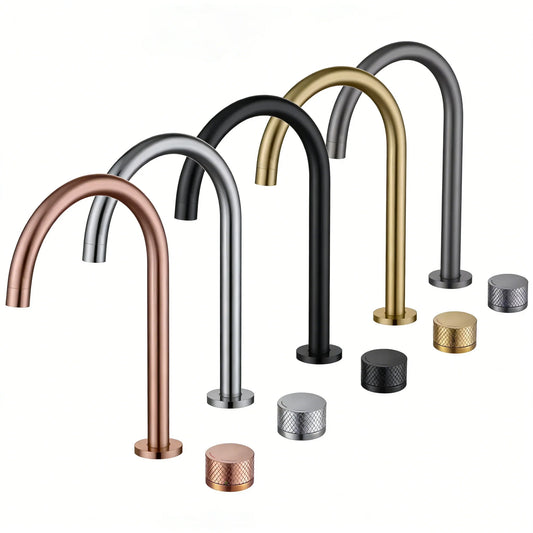 Two Holes Widerspread Brass Basin Faucet 360 Rotating