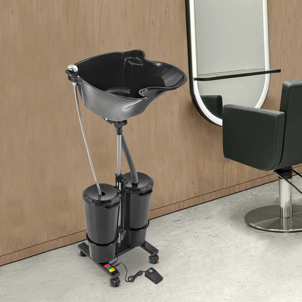 Shampoo Basin 2-Buckets Mobile Hair Wash Basin Height