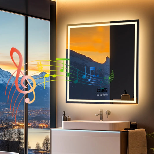 Led Bathroom Mirror 800mm Square Wall Mirror Bluetooth
