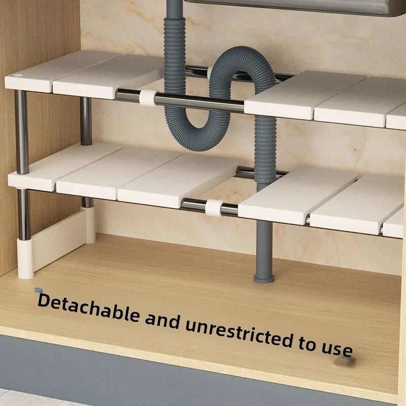 Adjustable Under Sink Storage Rack Expandable Bathroom Cabinet