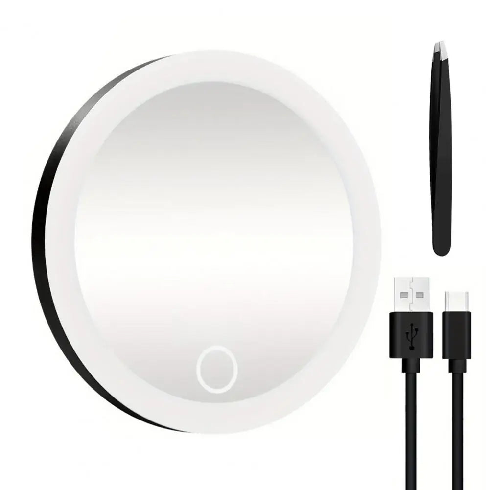 10cm 30x Magnifying Mirror Tweezers Travel Led Makeup
