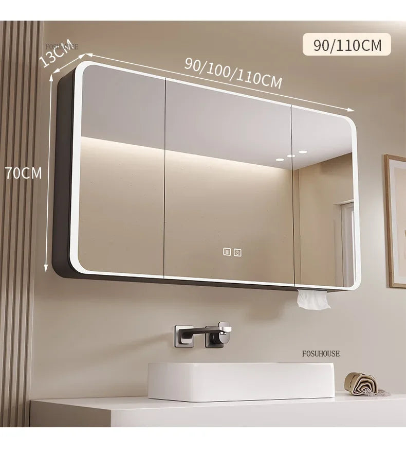 Arc-Shaped Smart Bathroom Mirror Cabinet Wall-Mounted Bathroom