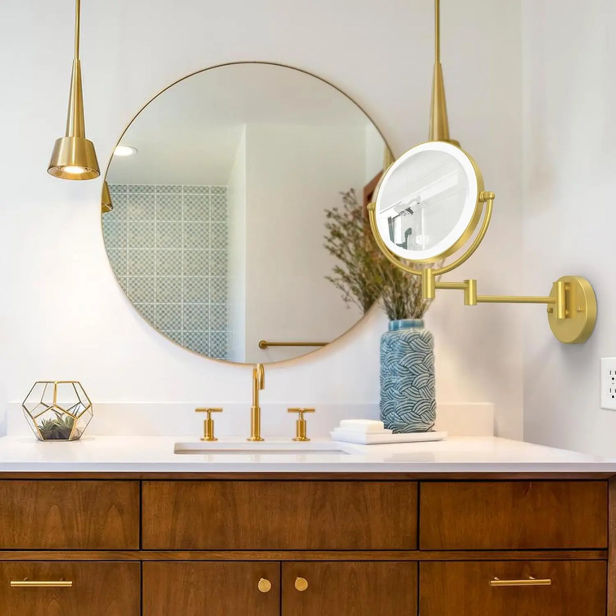 Brushed Gold Led Bathroom Mirrors Quality Brass 10x