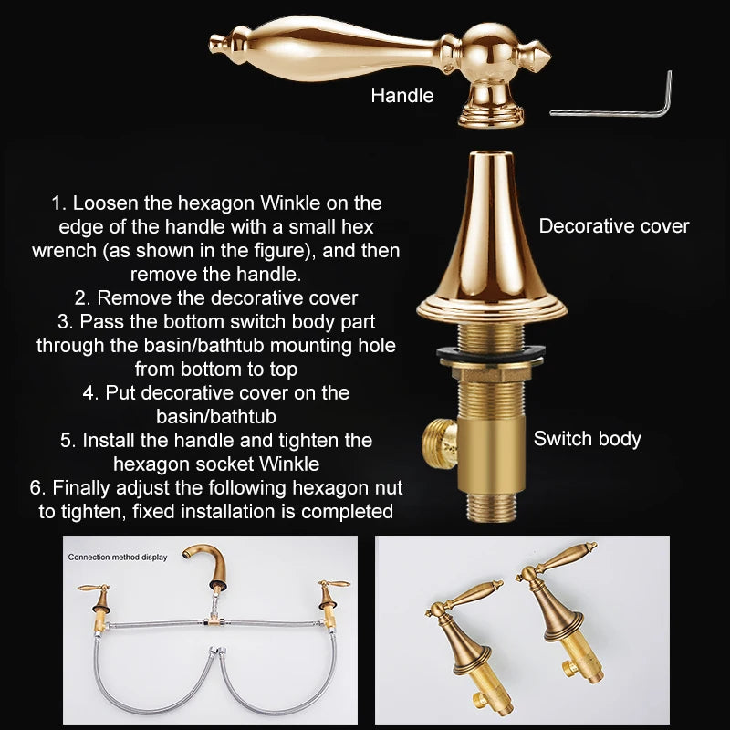 Ellen Antique Bronze Bath Sink Faucet Double Handle