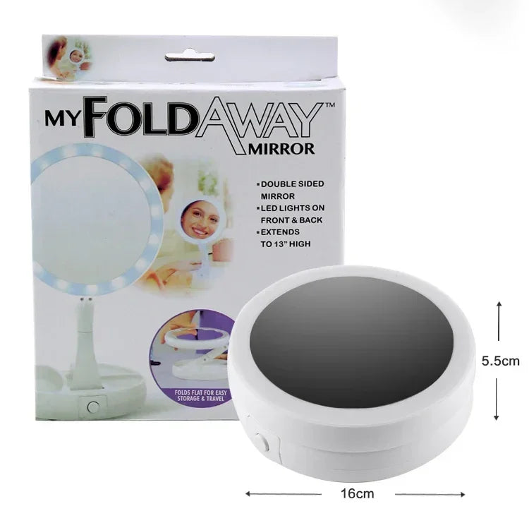 Makeup Mirror Light White Led Folding Rotating 10x
