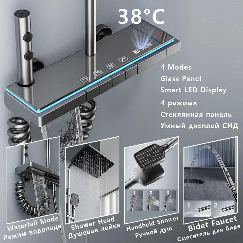 Modern Bathrooms Shower System Glass Panel Bathtub Rain